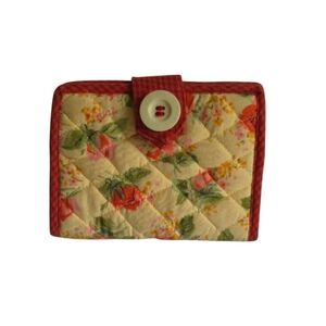 April Cornell for Sylvestri Wallet VTG Folding Cotton Yellow/Red Floral Cottage